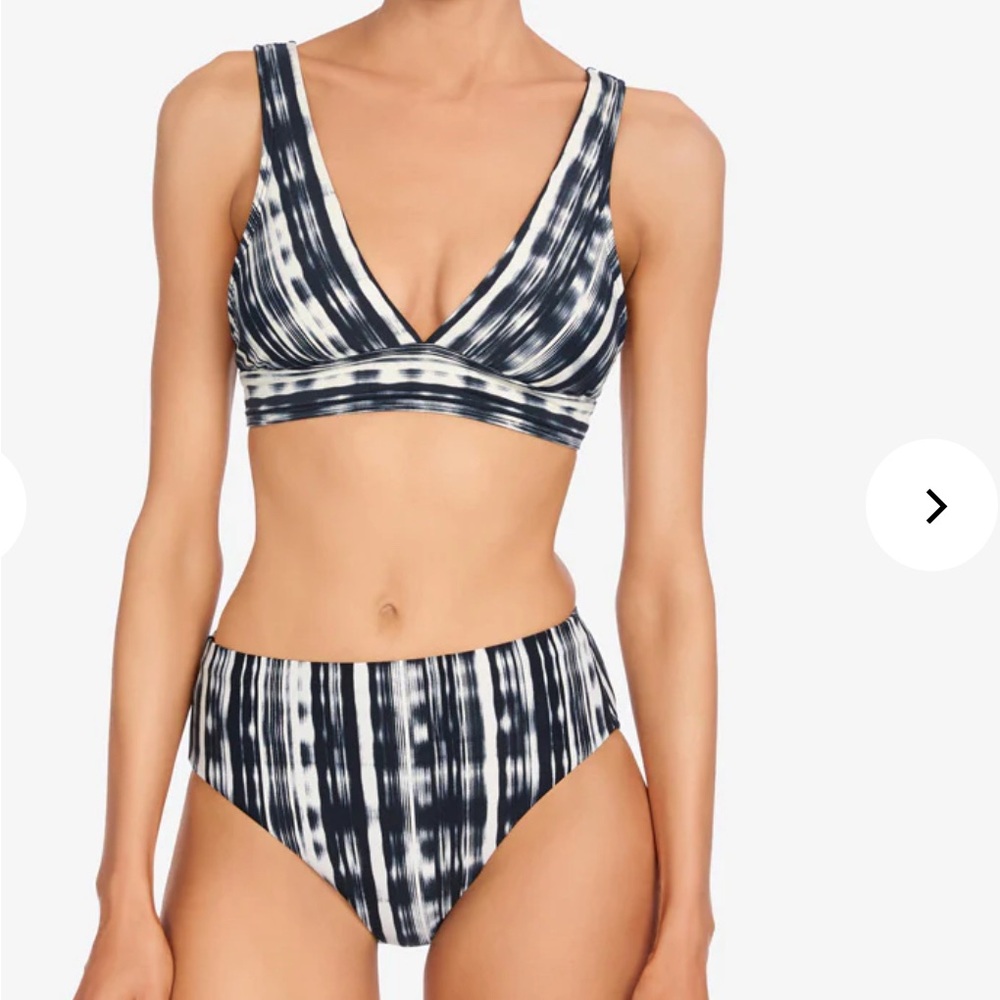 Robin Piccone Black and White Tie-Dye High-Waist Bikini